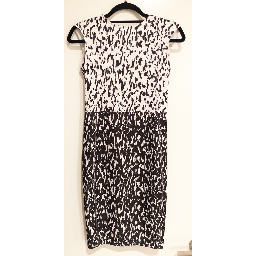 Zara Black +White Bodycon Mini Dress w/ Scoop Back